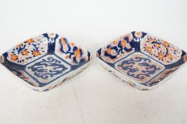 A pair of Imari porcelain diamond shape dishes c 1