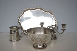 Burscough golf society silver plated tray & 3 othe