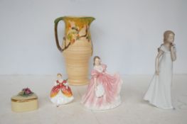 Carlton ware vase, Lladro figure & 3 others
