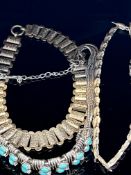 3x White metal chokers