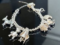 Silver charm bracelet 38g