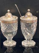 Pair of silver topped condiments