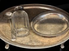 Victorian bottle with silver top, silver spoon, wh