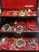 Jewellery box & costume jewellery contents