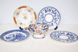 3x Blue & white cabinet plates, Royal Worcester 18