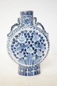 19th century blue & white oriental moon vase with