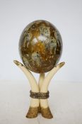 South African ostrich egg with leopard decoration