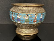 Japanese cloisonné brass pot