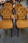 4x early 20th century upholstered button back chai