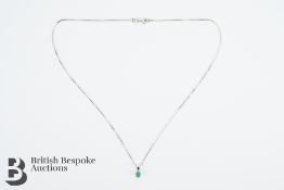 18ct White Gold and Emerald Pendant and Chain