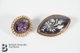 Gold Seed Pearl Brooches