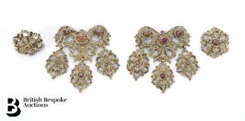 Pair of Georgian Seed Pearl and Ruby Dress Clips