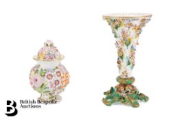 Continental Porcelain Fluted Vase