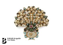 Georgian Gold, Enamel and Seed Pearl Brooch