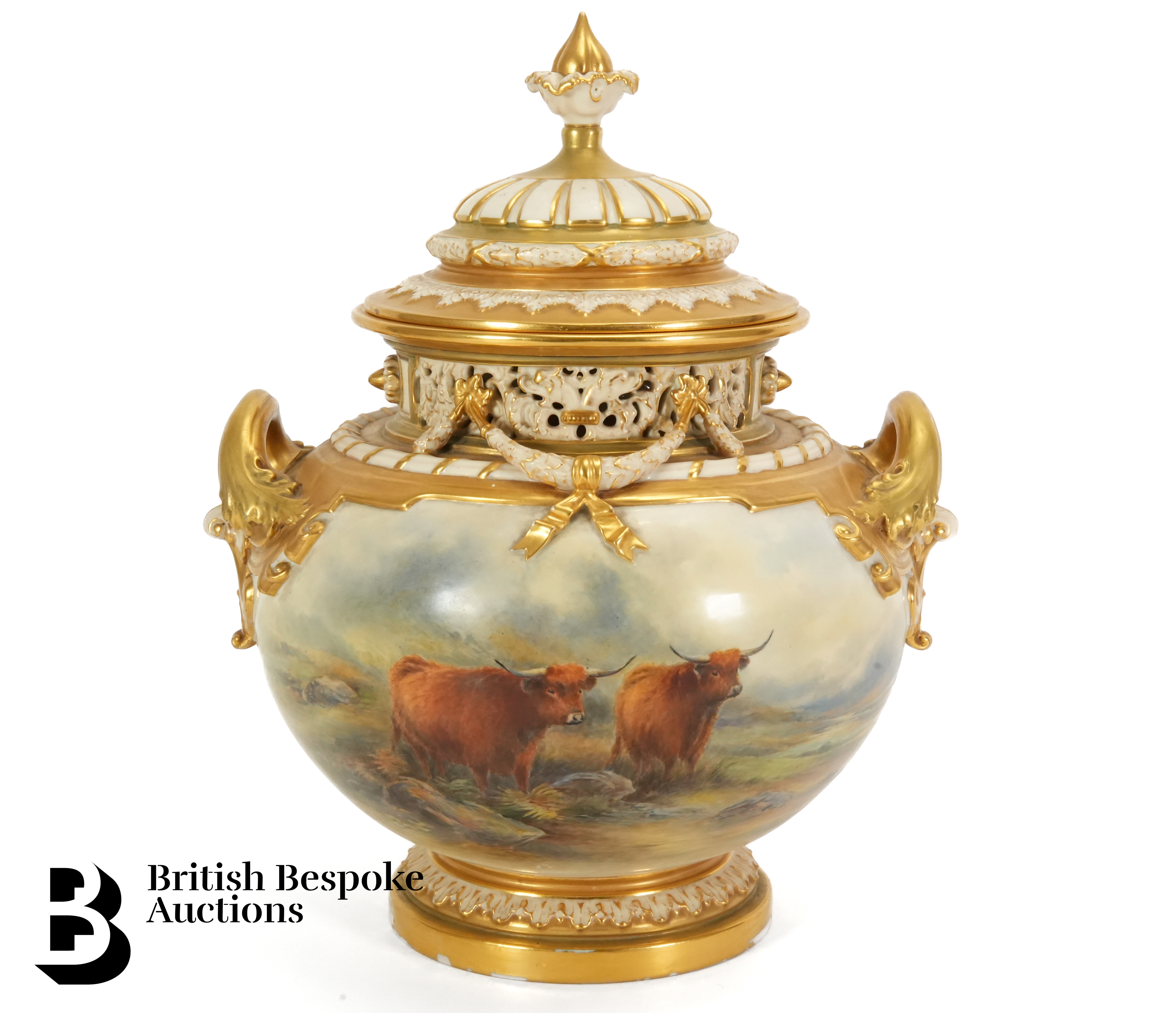 Royal Worcester Vase and Cover Signed by John Stinton - Image 2 of 14