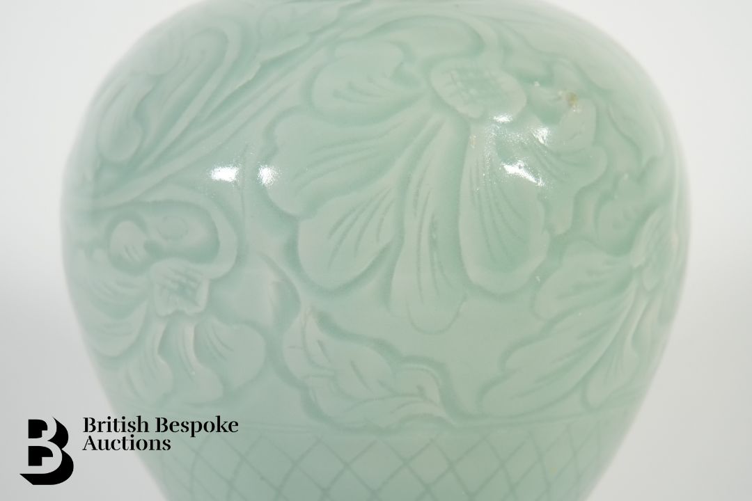 Chinese Celadon Ginger Jar and Cover - Image 3 of 6