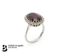 18ct White Gold Garnet and Diamond Ring