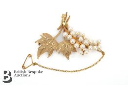 14/15ct Yellow Gold Pearl Brooch