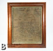 Map of England and Wales Silk Embroidery