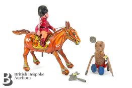 Tin Plate Clockwork Horse and Soldier