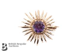 Rose Gold Amethyst Brooch