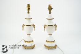 Two White Alabaster and Ormolu Lamp Bases