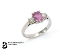 18ct White Gold Pink Sapphire and Diamond Ring