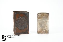 Indian Motorcycle Company Matchbox Cover and Silver Zippo Lighter