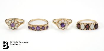 9ct Yellow Gold Opal and Garnet Ring
