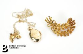 9ct Gold Leaf Brooch