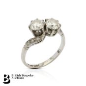 18ct White Gold and Platinum Cross Over Diamond Ring