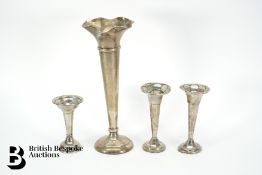Large Silver Fluted Vase