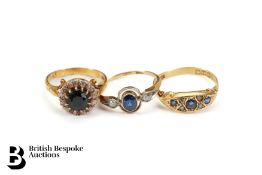 Three 18ct Sapphire and Diamond Rings.