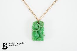 9ct Gold Necklace with Carved Jade Pendant