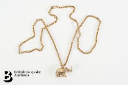 9ct Gold Belcher Chain and Elephant Pendant