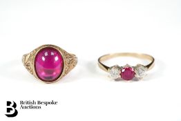 14ct Yellow Gold Ruby and White Stone Ring