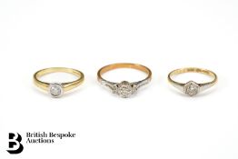 18ct Yellow Gold and Diamond Solitaire Rings