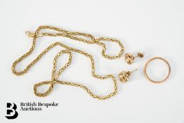 9ct Gold Multi Link Chain, Wedding Band and Earrings