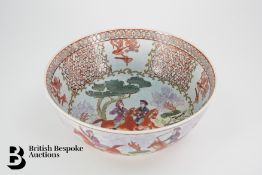 Large Famille Rose 'European Hunting' Bowl