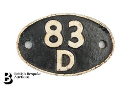 Railway Shedplate 83D