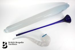 Large Milk Glass Pipes and Milk Glass Rolling Pin