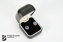 Pair of 18ct White Gold Tanzanite and Diamond Earrings