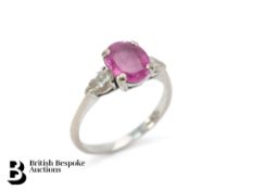 18ct White Gold, Pink Sapphire and Diamond Ring
