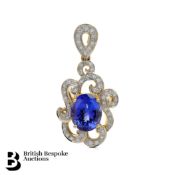 18ct Gold 5.2ct Tanzanite and Diamond Pendant