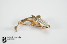 9ct Gold Tiger Shark Diamond Brooch