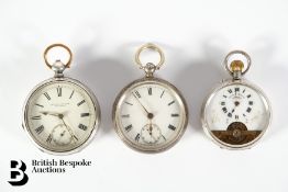 Three Silver Cased Open Faced Pocket Watches