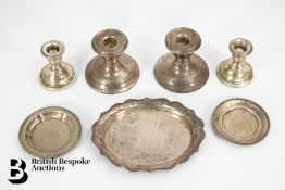 Two Pairs of Silver Travelling Candlesticks