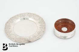Victorian Silver Card Tray and Silver Coaster