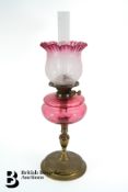 Victorian Cranberry Glass Oil Lamp