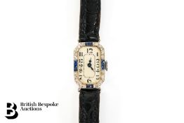 Lady's Art Deco Platinum, Sapphire and Diamond Cocktail Watch